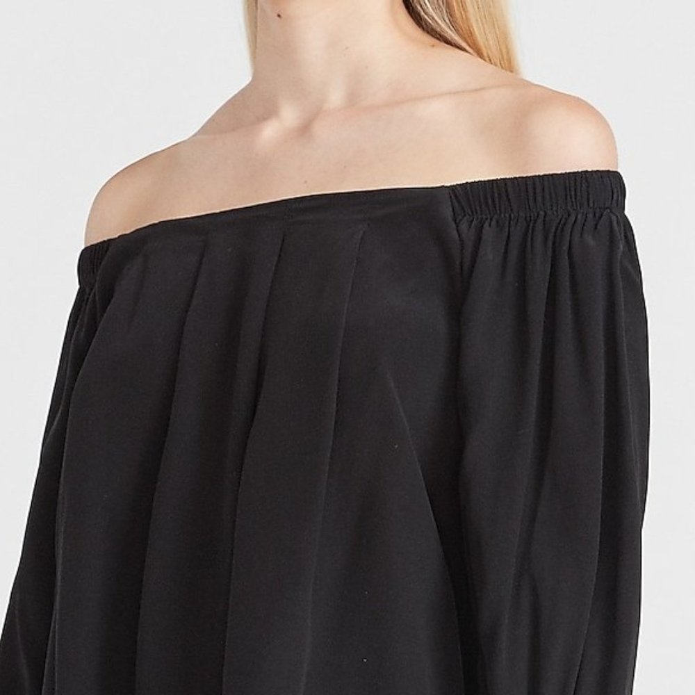 Express black off the shoulder top with elastic